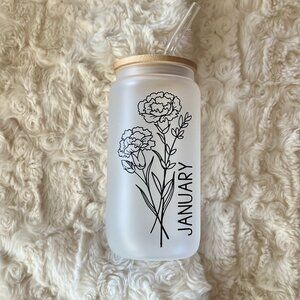 Cold Brewed Birthday Month Flower Glass